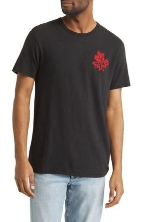 Rag & Bone Flame Embroidered Floral Cotton T-Shirt in Black at Nordstrom, Size X-Small