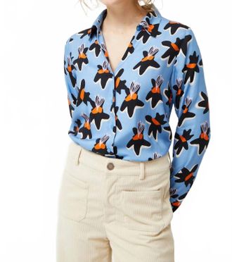 Compa&ntilde;&iacute;afant&aacute;stica Calatea Floral Print Shirt In Blue