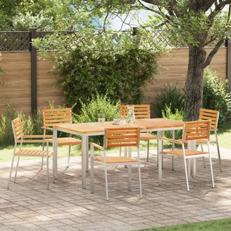 Berkfield Home 7 Piece Garden Dining Set Solid Wood Teak in Brown