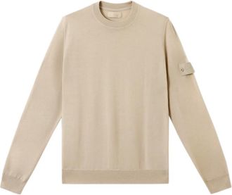 Stone Island Crew Neck Wollen Trui - Heren - Ronde hals truien - Beige - S - Wol - Truien & Vesten