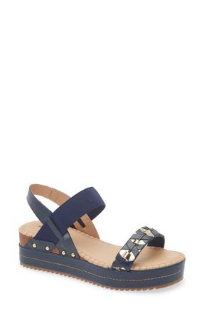 Bottero Noronha Slingback Platform Wedge Sandal in Marinho at Nordstrom, Size 10