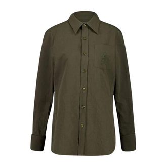 Saint Laurent Shirts, female, Green, Size: M Saint Laurent Embroidered Logo Cotton Shirt