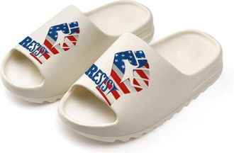 Generic U.S.A Flag Fist Slides for Women Men Soft Thick Bottom Coconut Slippers Sandals for Bathroom Beach