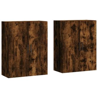 Berkfield Home Wall Mounted Cabinets 2 pcs Smoked Oak 69.5x34x90 cm in Brown