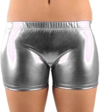 Generic Womens Metallic Hot Pants - Shiny, Stretchy Dance & Party Shorts for Festivals, Clubbing, Raves & Stage Performances - Eye-Catching Casual & Performan