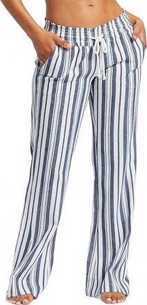 Roxy Oceanside Yarn Dye Pants In Mood Indigo Paradise Stripe