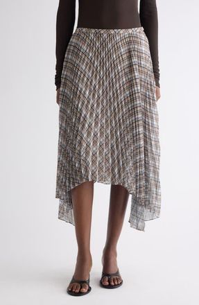 Acne Studios Plaid Bias Cut Pleated Skirt in Grey at Nordstrom, Size 10 Us