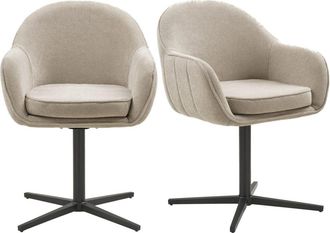 Moloo Silla de comedor giratoria en tela color topo (x2)