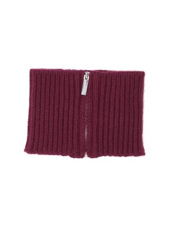 SA SU PHI Ribbed Knit Scarf With Central Zipper In Deep Red