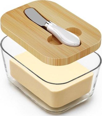 OEM Mantequera De Cristal Con Tapa - 450 Gramos - Junta De Silicona De Doble Capa