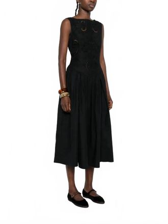 Stine Goya Womens Embroidered Midi Dress In Black