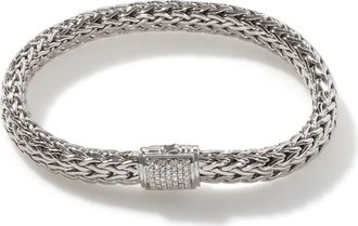 John Hardy Icon Bracelet, Sterling Silver, Diamonds, 7.5MM in Silver/Diamonds at Nordstrom, Size Medium