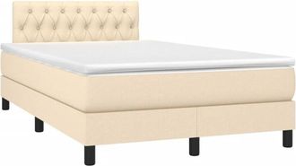 vidaXL Cama Box Spring Con Colch&oacute;n Tela Color Crema 120x200 Cm Vidaxl