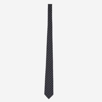 Gucci Mens Tie Jacquard Silk Morsetto Print Black Ties & Bow