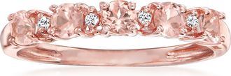 Ross-Simons Morganite Ring With Diamond Accents in 18kt Rose Gold Over Sterling