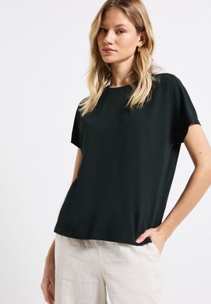 Street One Shirttop STREET ONE Style Crista, Damen, Gr. 36, gr&uuml;n (pine grove gr&uuml;n), Jersey, Obermaterial: 95% Viskose, 5% Elasthan, unifarben, regular fit taille