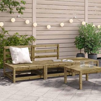 Berkfield Home Garden Sofa Armless with Footstool Impregnated Wood Pine in Brown