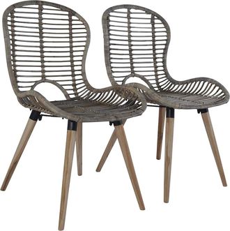 vidaXL Vidaxl - Sillas De Comedor 2 Unidades Rat&aacute;n Natural Marr&oacute;n