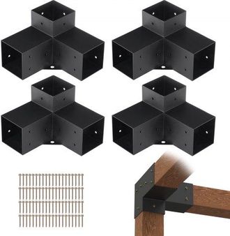 OEM 4er-set Pfostenverbinder 10 X 10 Cm (innengr&ouml;&szlig;e 91,44 X 91,44 Mm) Pfostenecke Pergola Eckverbinder Holzverbinder 90&deg;-stiefelstruktur Eckhalterung Holz