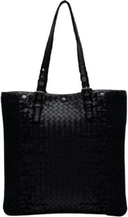 Bottega Veneta Pre-owned Geweven Leren Tote Bag - Dames - Vintage Shopper - Zwart - ONE Size - Leer - Vintage
