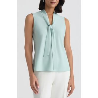 Kasper Sleeveless Tie Front Top in Sea Glass at Nordstrom, Size X-Large