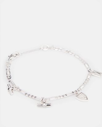 AllSaints Womens Andra Sterling Silver Charm Bracelet, Size: One Size