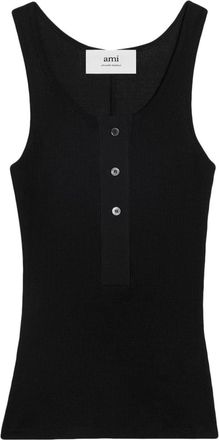 Ami ribbed cotton tank top - women - Cotton - L - Black
