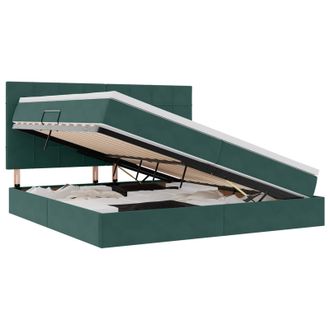 vidaXL Cama Con Almacenamiento Y Colch&oacute;n Verde Oscuro 200 X 200 Cm Vidaxl