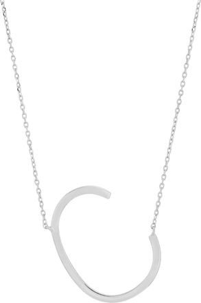 MAX + STONE 10k Yellow or White Gold Large Sideways Block Letter Initial with Cable Chain