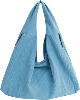 Generic Womens Large Capacity Corduroy Handbag, Solid Color Casual Shoulder Bag, Soft Fabric Daily Carryall Purse (Lake blue)