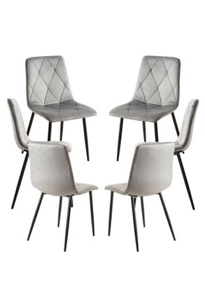 Regalos Miguel Packs Sillas Comedor - Pack 6 Sillas Lyke Terciopelo - Gris Claro