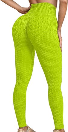 Generic 2025 Yoga Pants for Women Enhanced Booty Leggings Color Sport Fitness Leisure Trousers Long Pants (Yellow, XXXL)