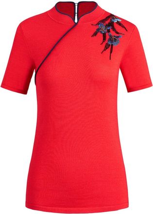 Shanghai Tang Qipao top - women - Silk/Wool - 40 - Red