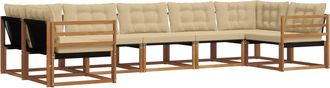 vidaXL Conjunto De Sof&aacute;s De Exterior 7 Uds. Natural Y Beige Vidaxl