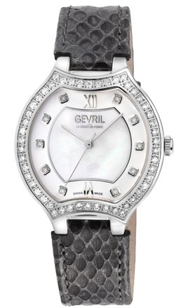Gevril Group WoMens Lugano Swiss Diamond Genuine Italian Handmade Leather Watch - Grey - One Size