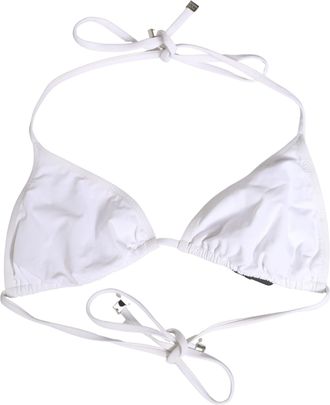 Dolce & Gabbana Womens White Nylon Triangle Beachwear Bikini Top Swimwear Elastane