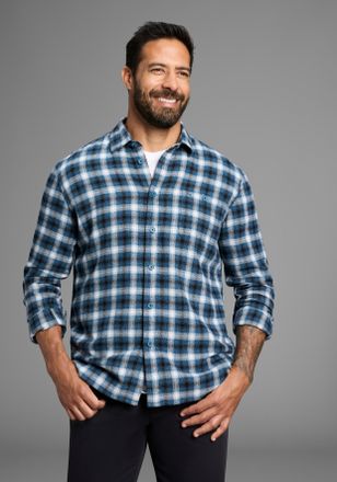 Man's World Flanellhemd MANS WORLD, Herren, Gr. XXXL (47/48), N-Gr, gr&uuml;n (gr&uuml;n kariert), Flanell, Obermaterial: 100% Baumwolle, kariert, regular fit, 2-Knopf-Mans