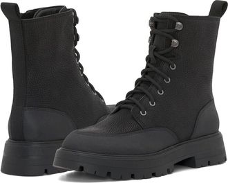 Lucky Brand Aribelly Combat Boot Womens 7 Black Leather Inside Zip Ankle ZPO1760