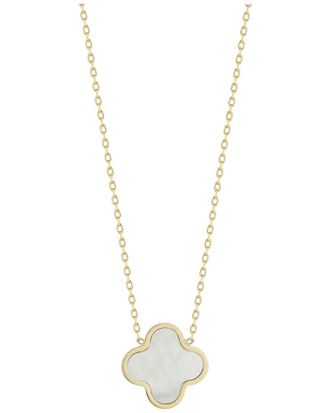 Italian Gold, Inc 14K Italian Gold Pearl Clover Necklace
