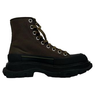Alexander McQueen Alexander McQueen Tread Slick Hoge Sneakers in Khaki Canvas