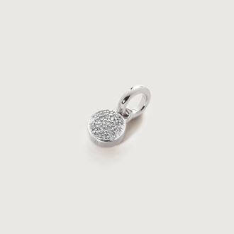 Monica Vinader Sterling Silver Fiji Mini Button Diamond Pendant Charm Diamond