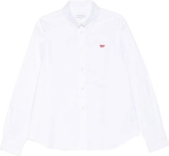 Maison Kitsun&eacute; Casual Shirts, male, White, Size: XL Profile Fox Cotton Shirt