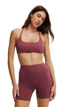 Cotton On Womens Active Ultra Luxe Strappy Cross Back Crop in Dusty Rose at Nordstrom, Size X-Small