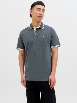 Jack & Jones Poloshirt JACK & JONES JJEPAULOS POLO SS NOOS, Herren, Gr. XS, stormy weather detail:play, Jersey, Obermaterial: 100% Baumwolle, unifarben, slim fit t