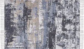 Beliani Beliani - Alfombra De Poli&eacute;ster Multicolor Patr&oacute;n Abstracto Algod&oacute;n 140 X 200 Cm Borlas Hecho A Mano Envejecido Konakli