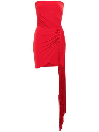 Nissa fringed-sash mini dress - Red