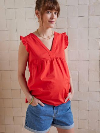 Vertbaudet &Auml;rmellose Umstandsbluse aus leichtem Voile granatapfel