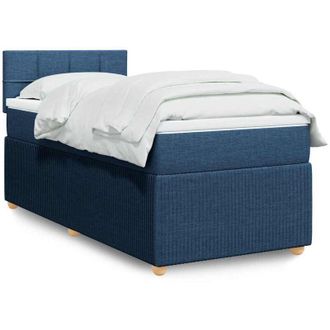 vidaXL Cama Box Spring Con Colch&oacute;n Tela Azul 80x200 Cm Vidaxl