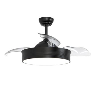 Sulion Ventilador de techo con luz LED negro 3 palas retr&aacute;ctiles 107cm