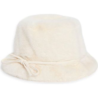 La Fiorentina Faux Fur Bucket Hat in Beige at Nordstrom Rack